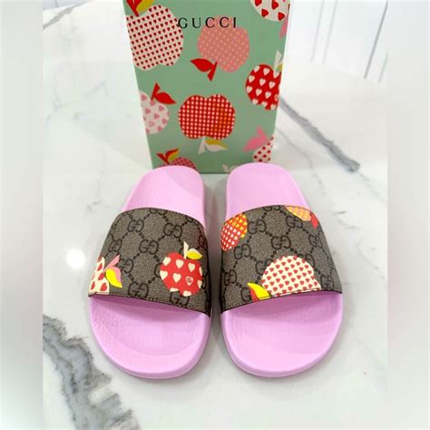 gucci slides les pommes|Women's Gucci Les Pommes slide sandal.